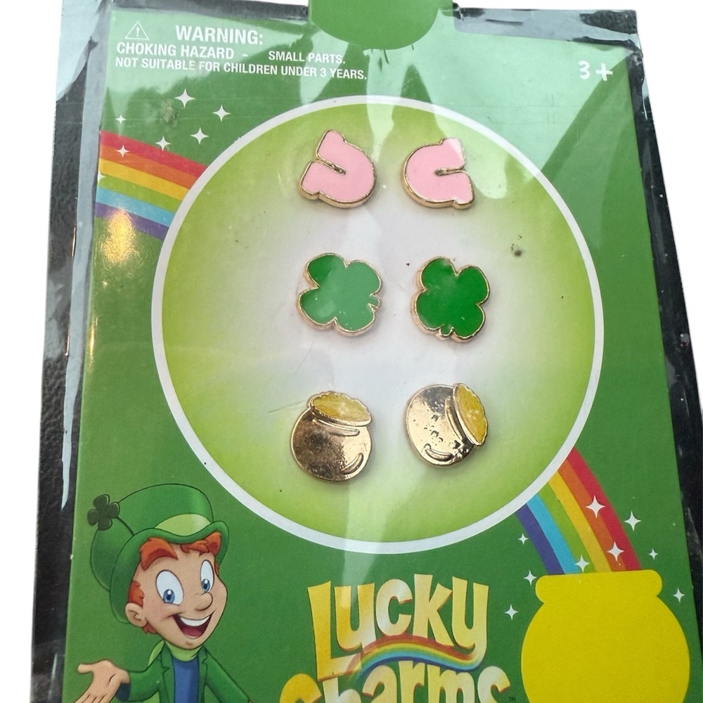 Pink and Green Floral and Shamrock Earrings Set